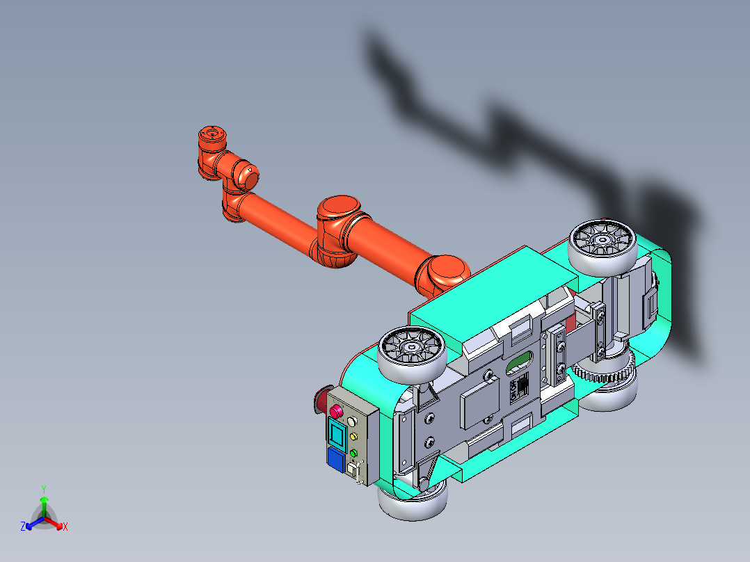 自主移动的遥控小车模型正等轴测图