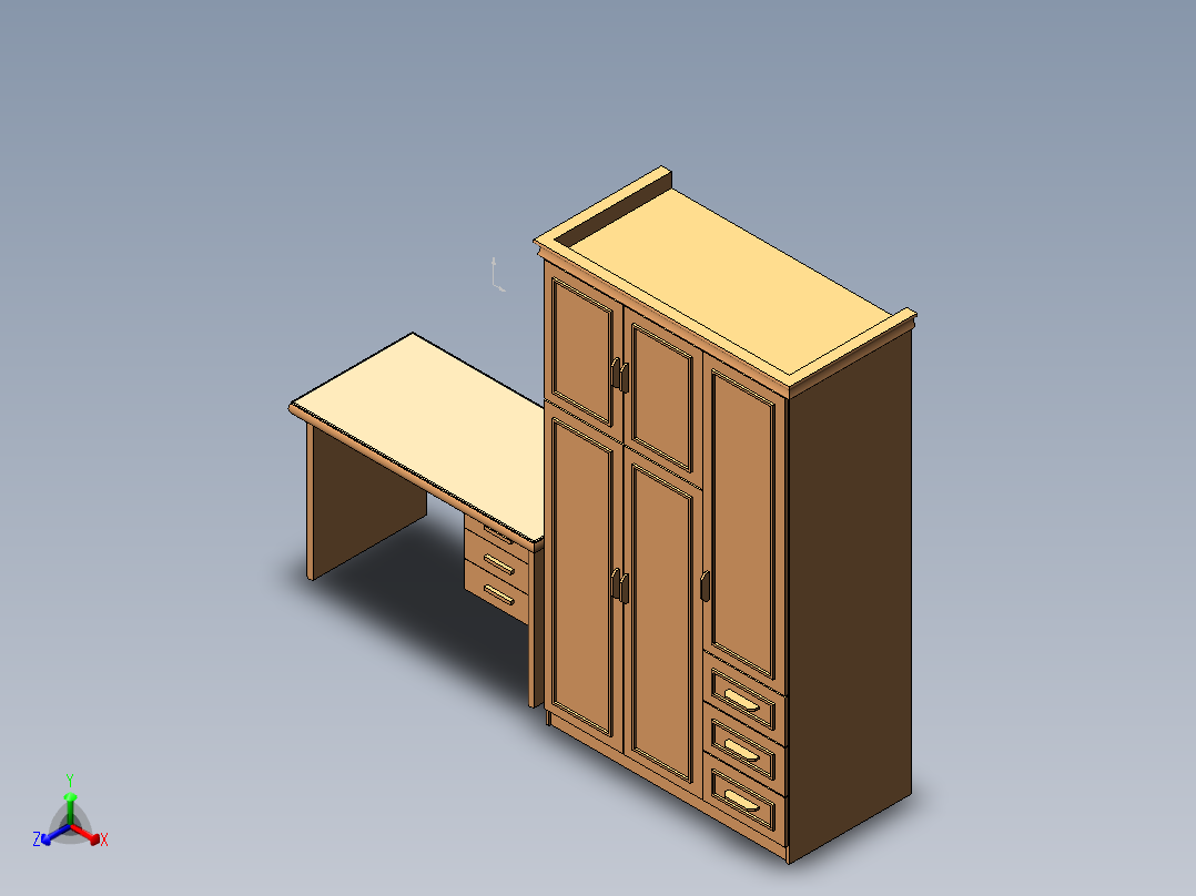 书桌，橱柜正等轴测图