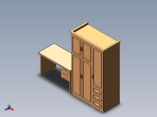 书桌，橱柜正等轴测缩略图
