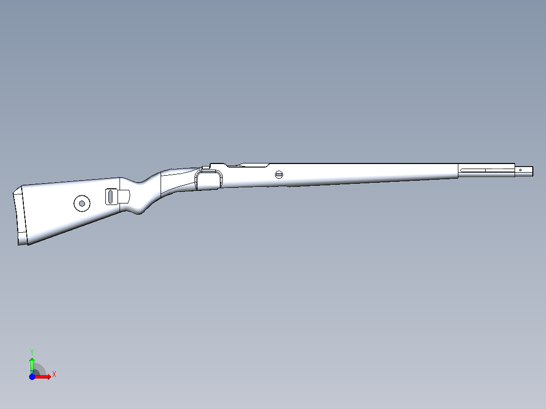 手枪左轮冲锋枪老式狙击步枪设计3D图纸Kar98k Stock SW IGS前视图