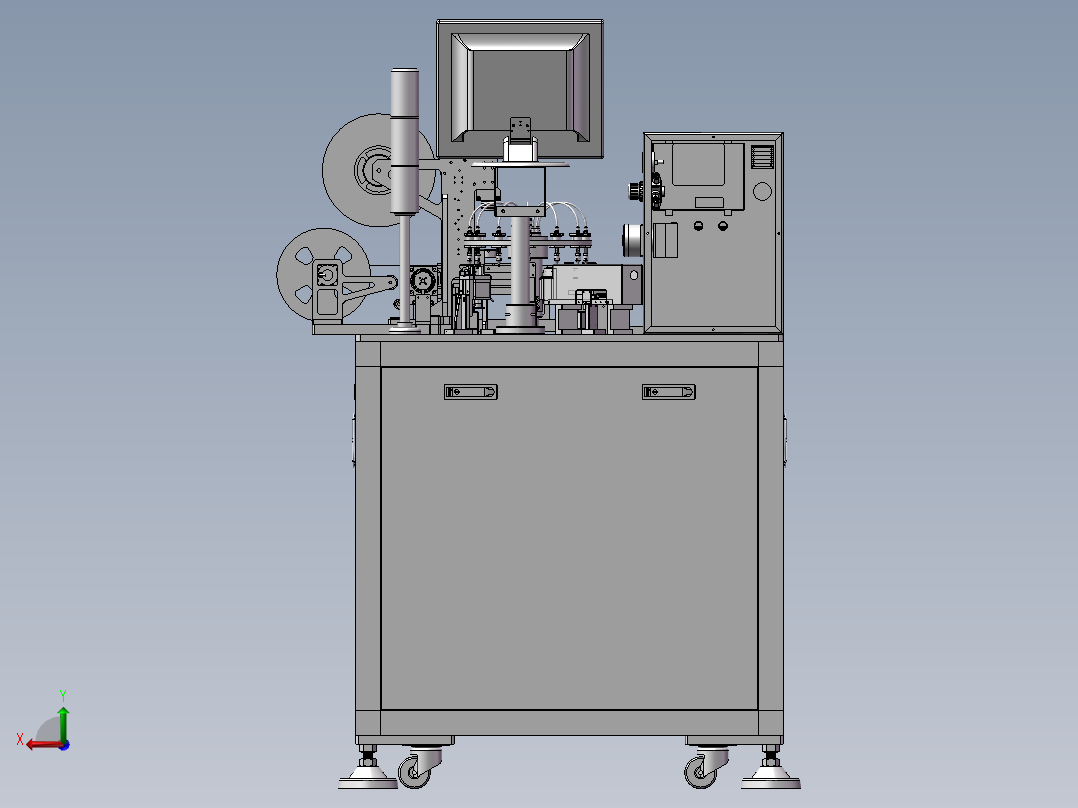 SMT热封压包装机编带机 3D图纸 机械设备非标自动化3D模型 模型后视图