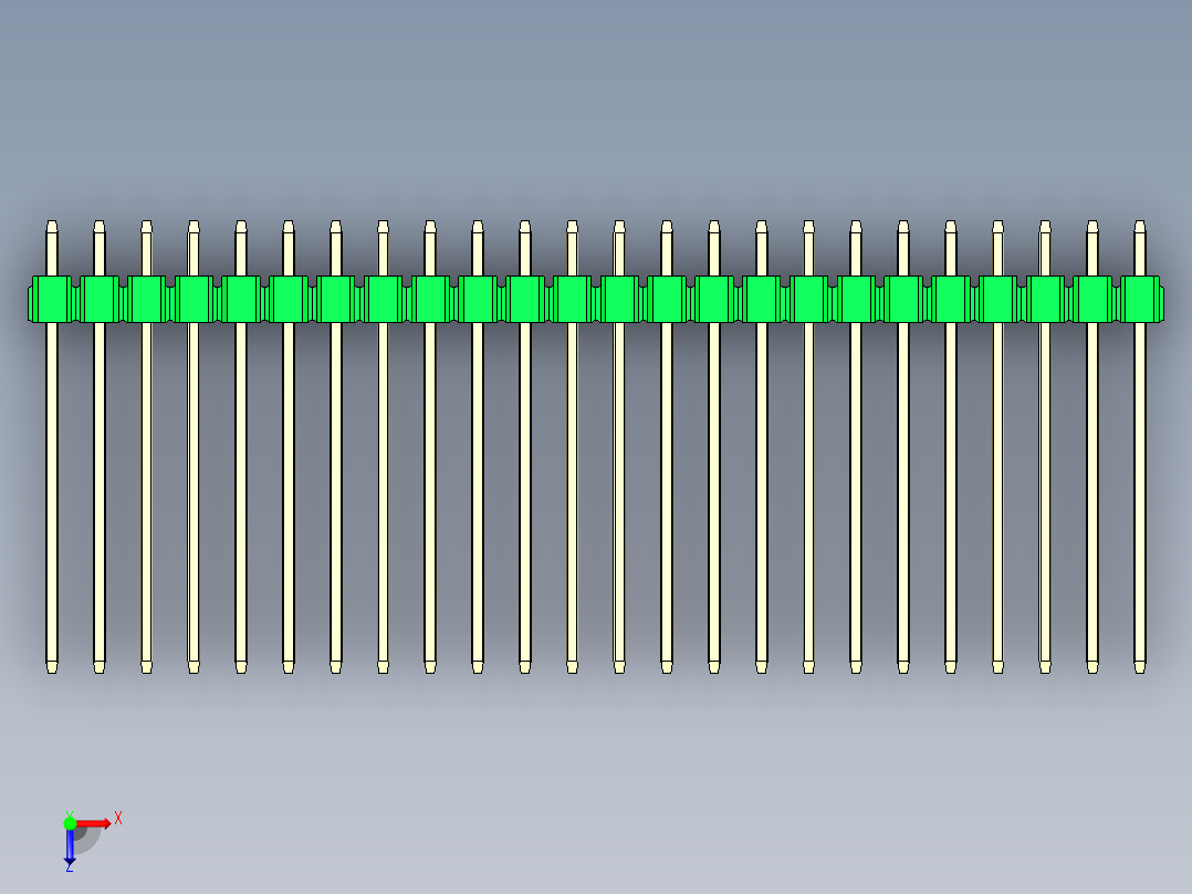 彩色公头100mil（2.54mm）系列-DS1021_green_1x24p_100mil_Type19_rev1.0俯视图