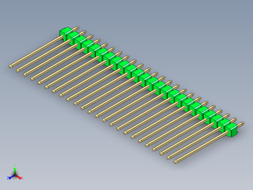 彩色公头100mil（2.54mm）系列-DS1021_green_1x24p_100mil_Type19_rev1.0正等轴测缩略图