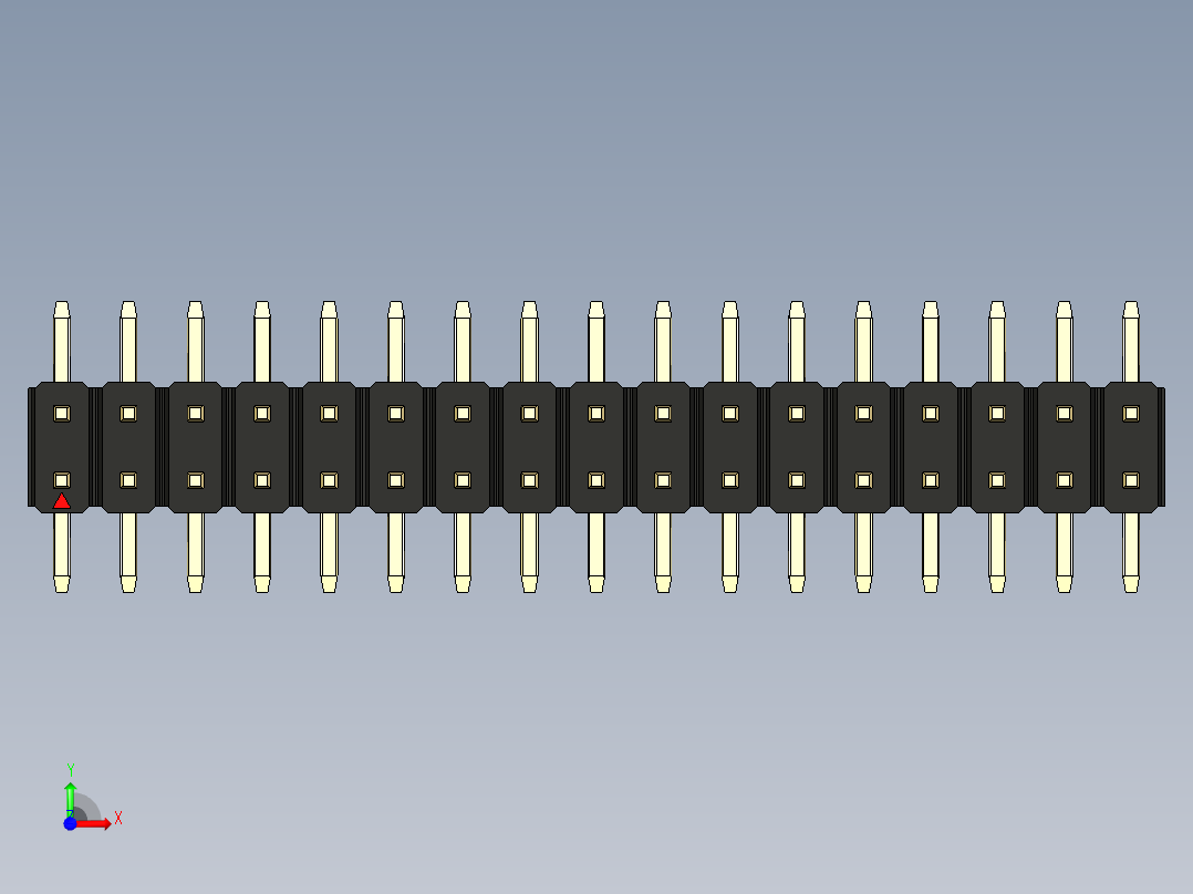 彩色公排针 100mil 2.54mm 系列-DS1022_black_34p_100mil_TypeSMT_rev1.0前视图