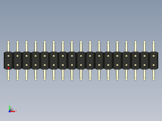 彩色公排针 100mil 2.54mm 系列-DS1022_black_34p_100mil_TypeSMT_rev1.0前视缩略图