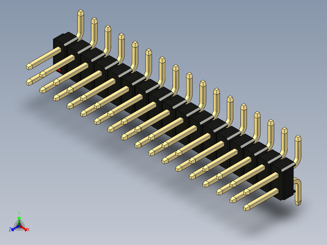 彩色公排针 100mil 2.54mm 系列-DS1022_black_34p_100mil_TypeSMT_rev1.0正等轴测图