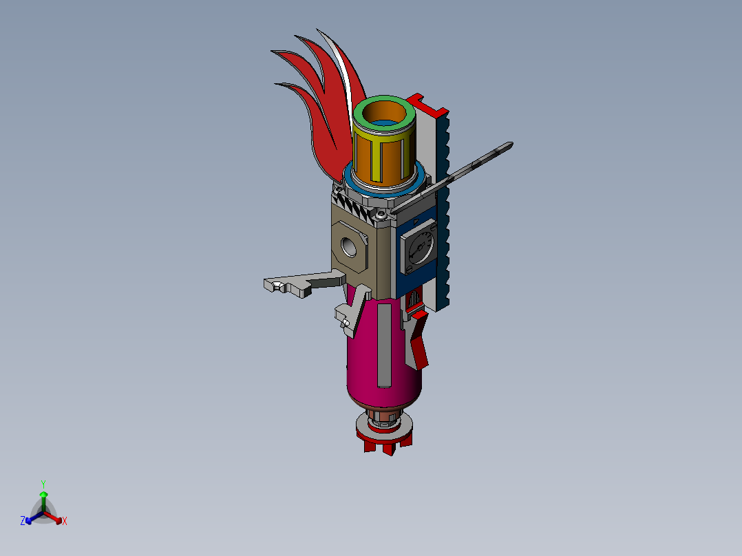 科幻远程麻醉枪正等轴测图