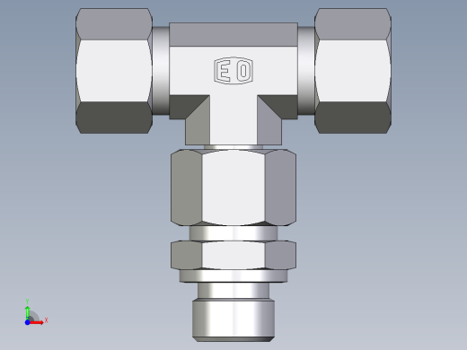 卡套式工业通用硬管接头EO_Assembled_adjustable_standpipe_branch_tee_EVT12LR71前视缩略图