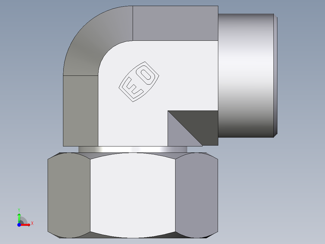 卡套式工业通用硬管接头EO_Swivel_nut_elbow_EW30SOMDCF前视图
