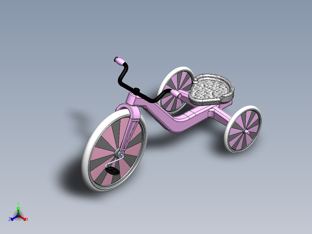 儿童三轮车概念--sw正等轴测图