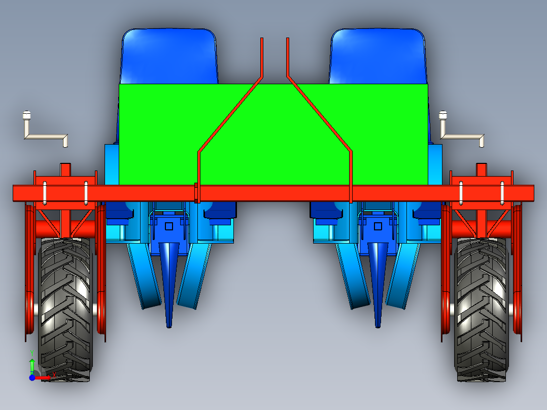 农业机械移栽机三维模型前视图