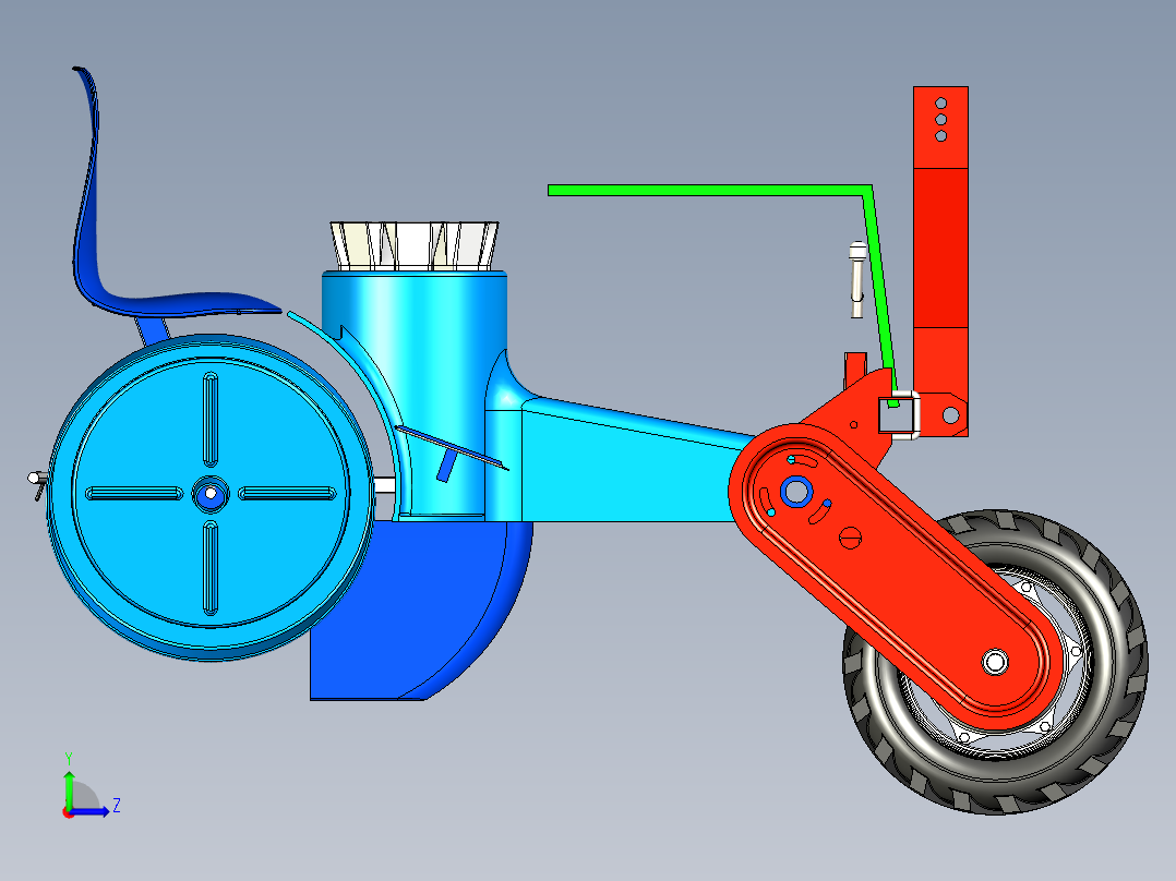 农业机械移栽机三维模型左视图
