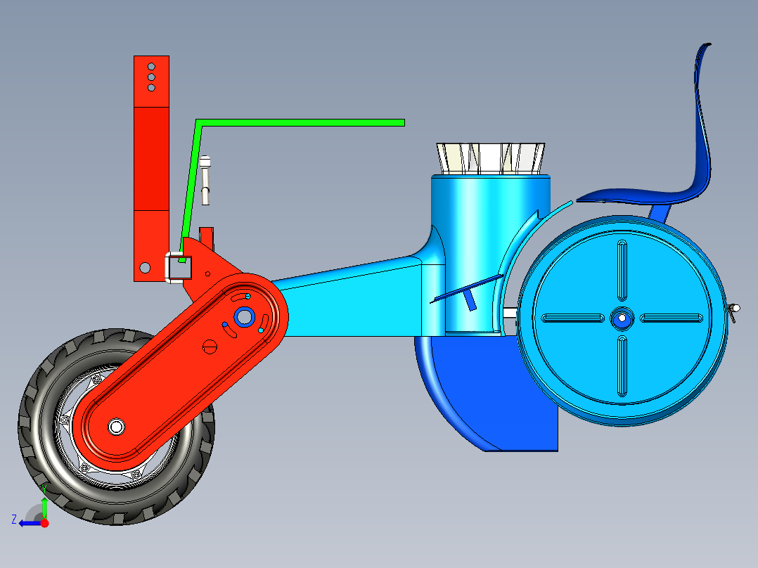 农业机械移栽机三维模型右视图