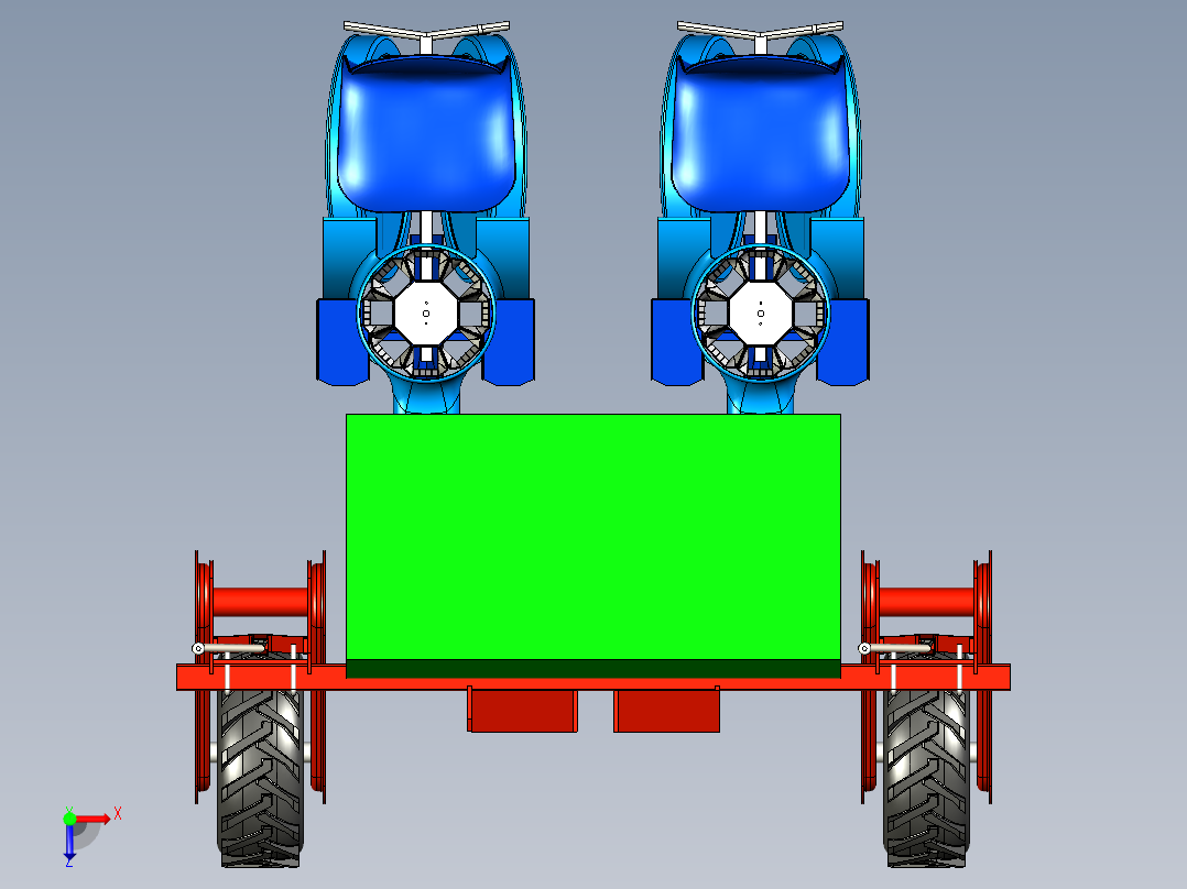 农业机械移栽机三维模型俯视图