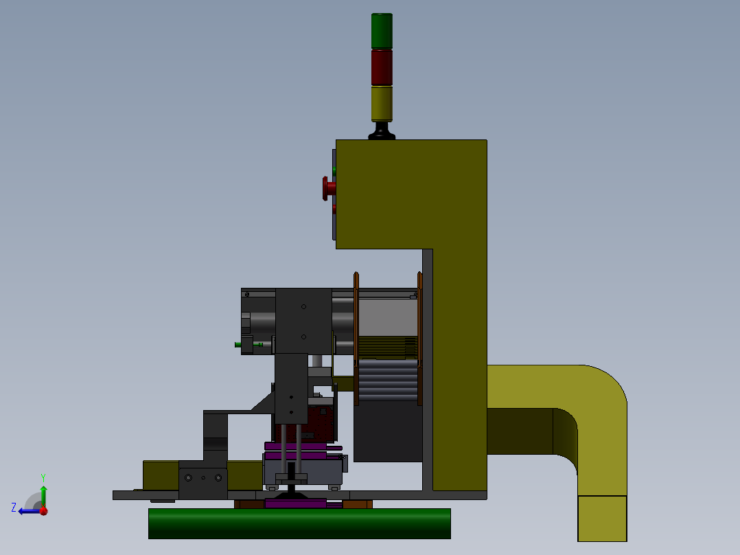 光驱贴膜机三维模型右视图