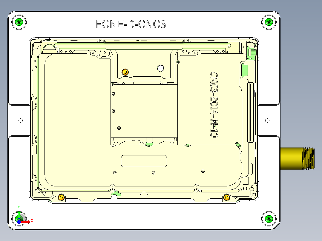 FONE-D笔记本CNC工装夹具三维模型-CNC3-1114前视图