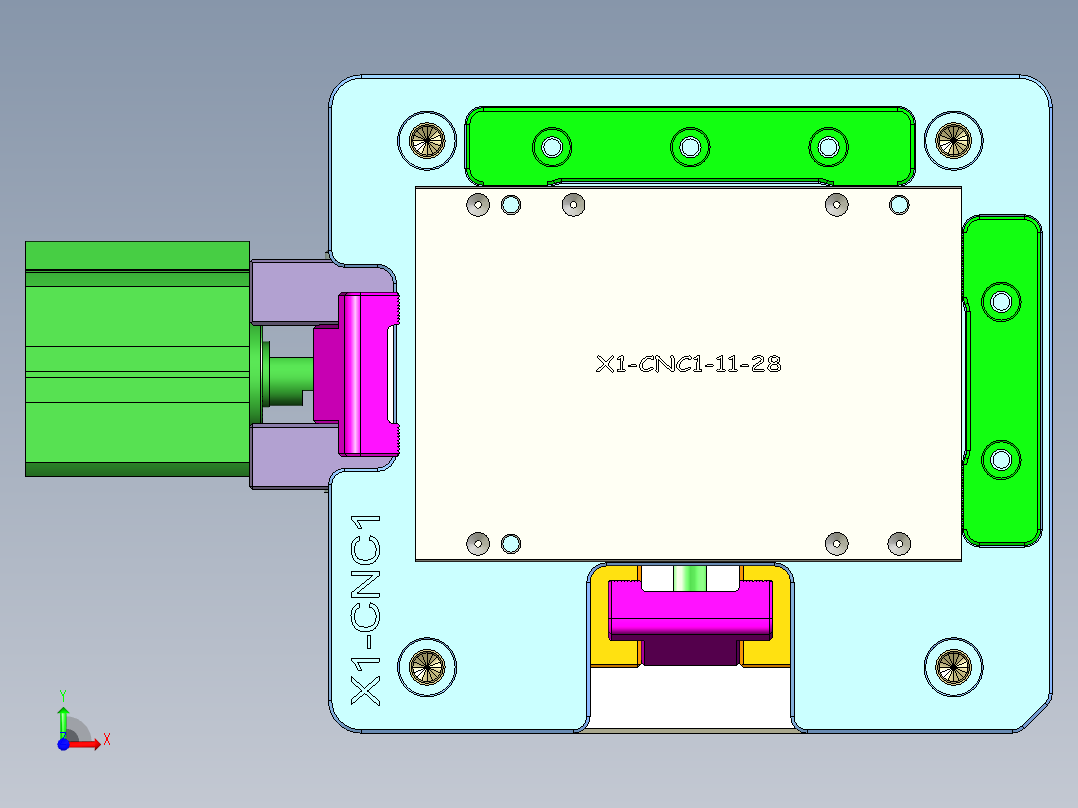 X1-笔记本CNC工装夹具三维模型CNC1-1130前视图