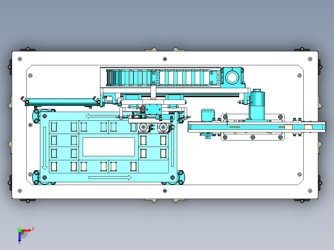 双工件同步旋转90度取放机构sw18俯视图