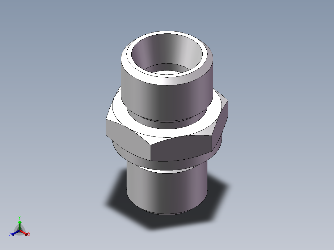 公制螺纹ED密封、1CM-16-14WD正等轴测图