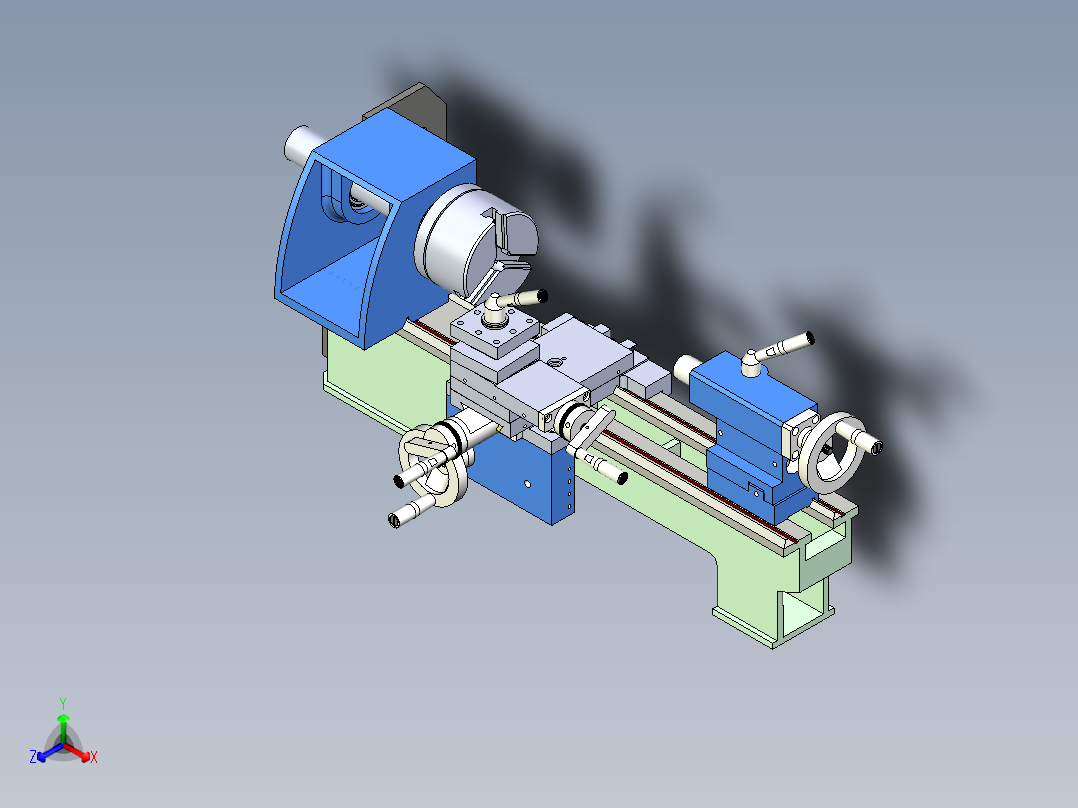 D180x300V车床模型3D图纸正等轴测图