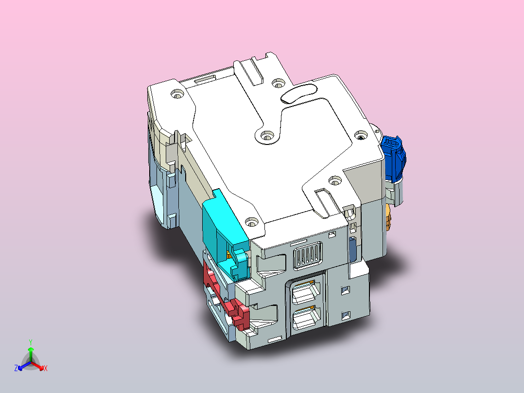 NB1LE-40 1P&amp;N剩余电流动作断路器三维模型202307主视图