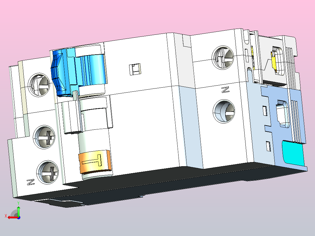 NB1LE-40 1P&amp;N剩余电流动作断路器三维模型202307后视图