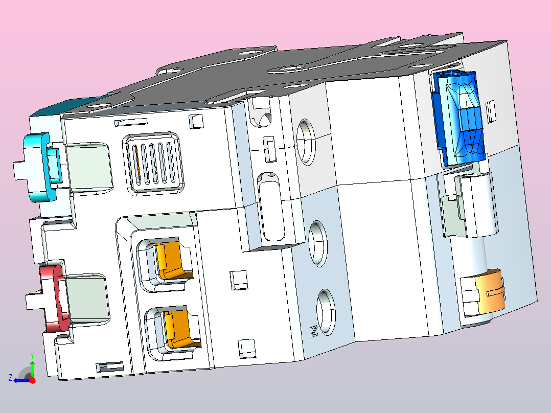 NB1LE-40 1P&amp;N剩余电流动作断路器三维模型202307右视图