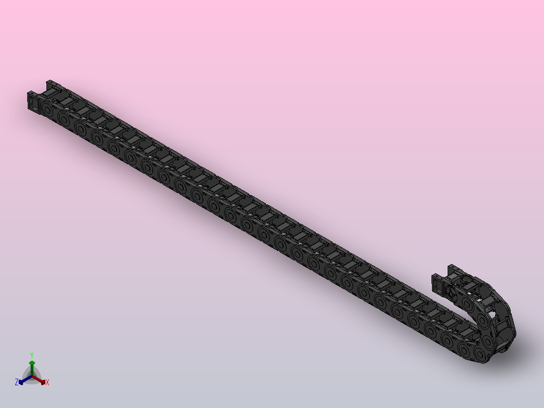 弯曲半径100内高45两侧打开型桥式拖链_DMD45BD-30-75-100R-30主视图