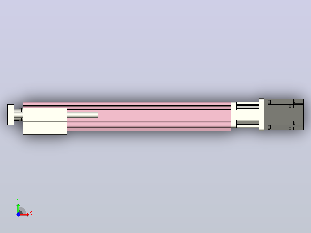 MTC32-300-P#-D-M200W-R MTC32电缸 200W伺服电机直连 带导杆支架前视图