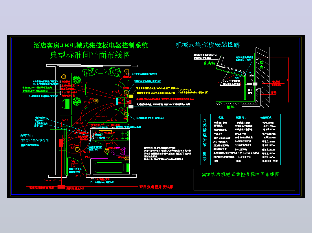 宾馆客房机械式集控板电器布线图