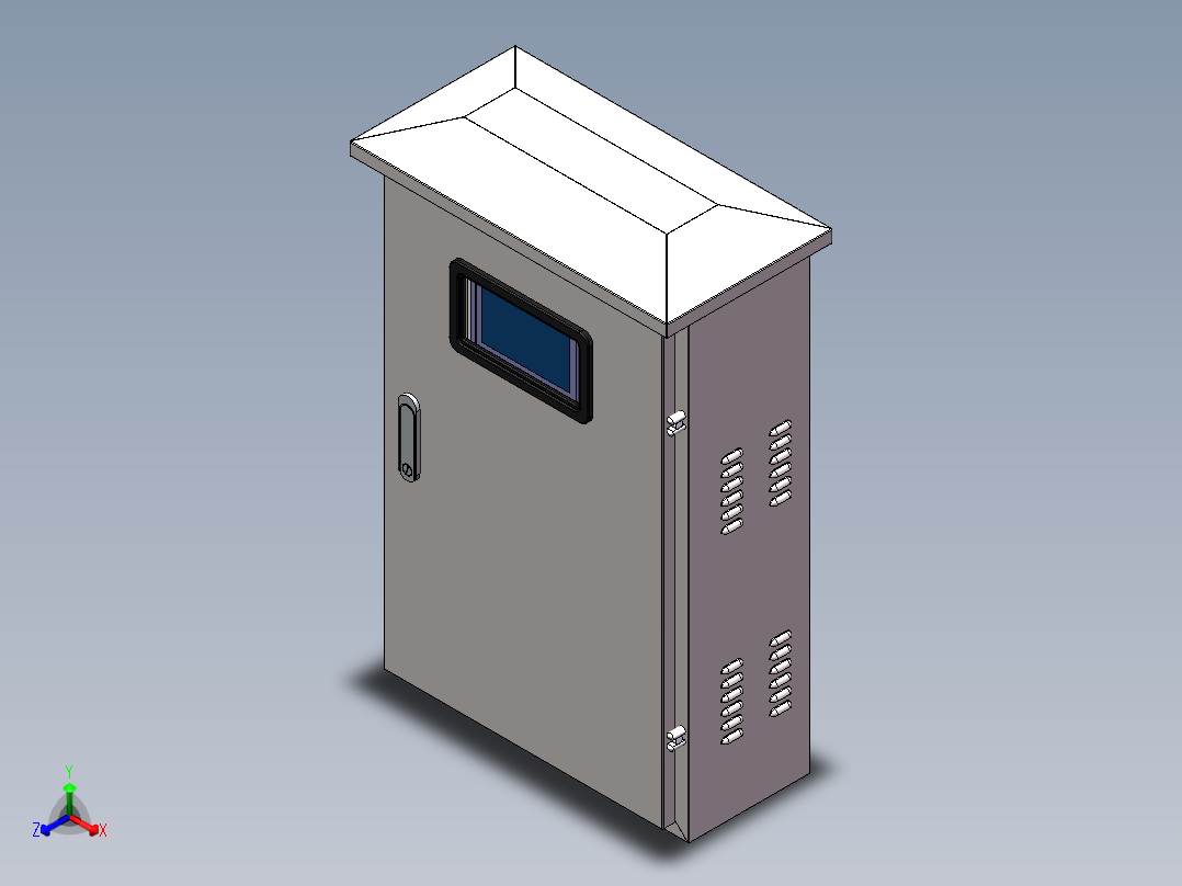 户外双门电气箱正等轴测图