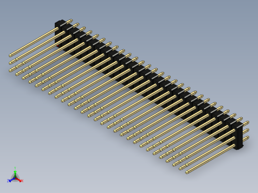彩色公头100mil（2.54mm）系列-DS1021_black_3x28p_100mil_Type19_rev1.0正等轴测缩略图