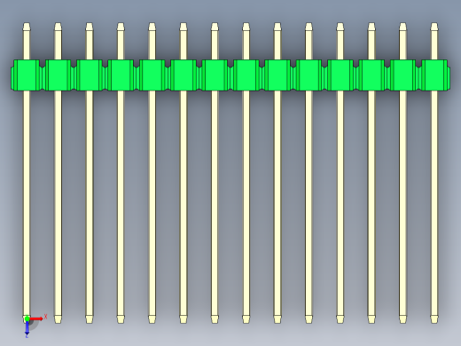 彩色公头100mil（2.54mm）系列-DS1021_green_1x14p_100mil_Type19_rev1.0俯视缩略图