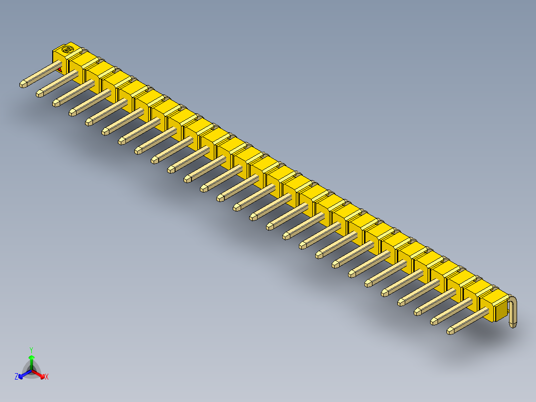 彩色公排针 100mil 2.54mm 系列-DS1022_yellow_1x27p_100mil_TypeD_rev1.0主视图
