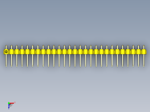 彩色公排针 100mil 2.54mm 系列-DS1022_yellow_1x27p_100mil_TypeD_rev1.0俯视缩略图