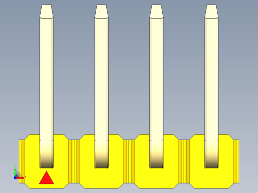 彩色公排针 100mil 2.54mm 系列-DS1022_yellow_04p_100mil_TypeU_rev1.0前视缩略图