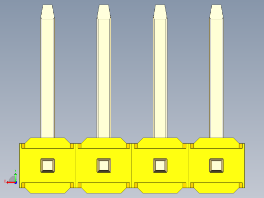 彩色公排针 100mil 2.54mm 系列-DS1022_yellow_04p_100mil_TypeU_rev1.0后视缩略图