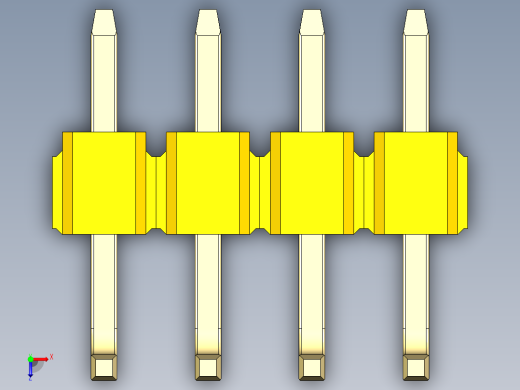 彩色公排针 100mil 2.54mm 系列-DS1022_yellow_04p_100mil_TypeU_rev1.0俯视缩略图