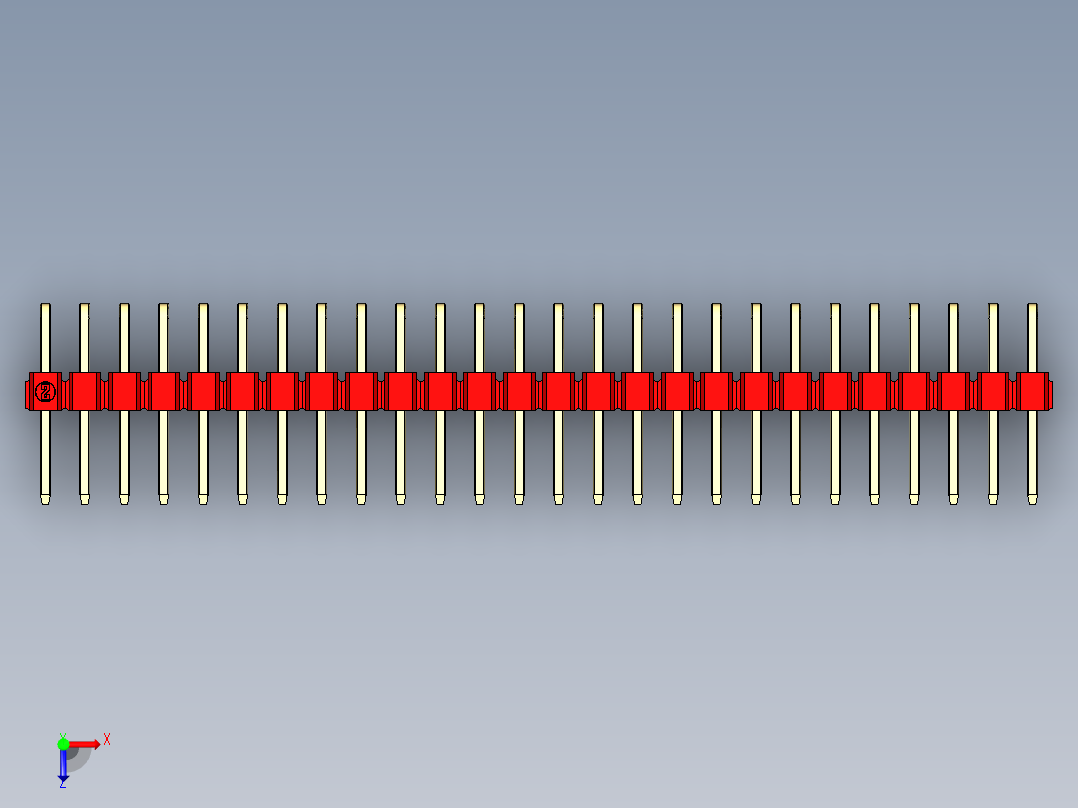 彩色公排针 100mil 2.54mm 系列-DS1022_red_2x26p_100mil_TypeD_rev1.0俯视图