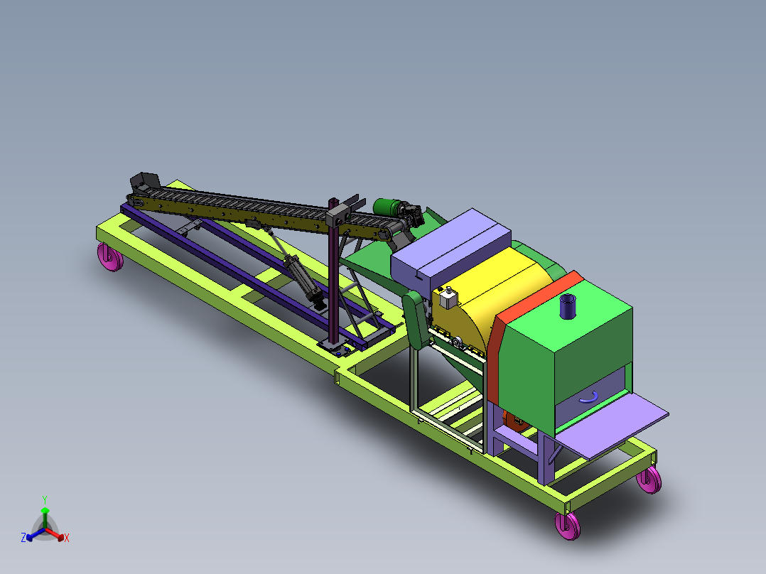 玉米秸秆揉丝机打包机设计（含三维+二维+说明书）正等轴测图