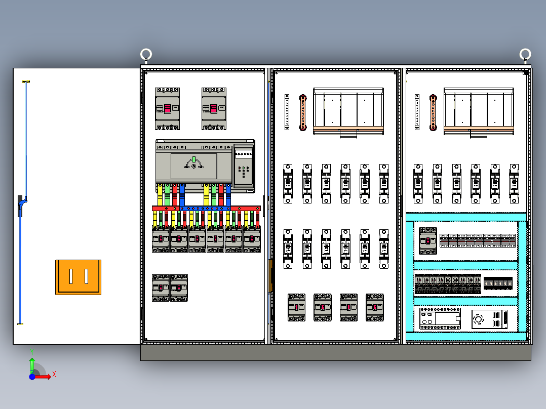 三柜组装双电源刀开关plc风机控制柜 55520前视图