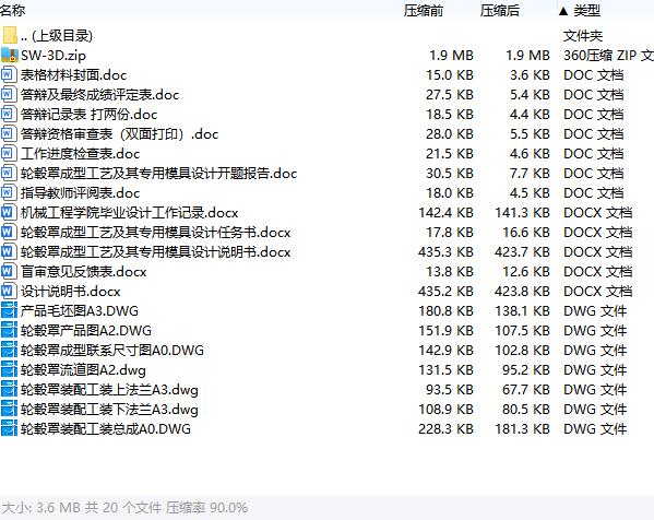 轮毂罩成型工艺及其专用模具设计含开题、SW三维及7张CAD图