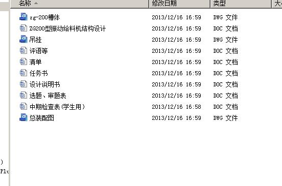 ZG200型振动给料机结构设计 含CAD图纸说明文档参考