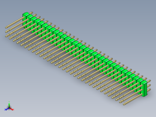 彩色公头100mil（2.54mm）系列-DS1021_green_3x32p_100mil_Type5_rev1.0正等轴测缩略图