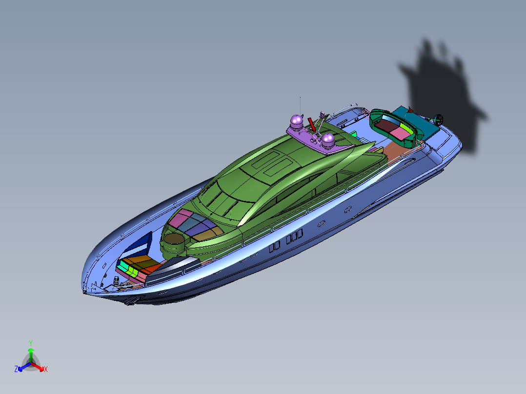 鲨为灵感的超级游艇概念前视图