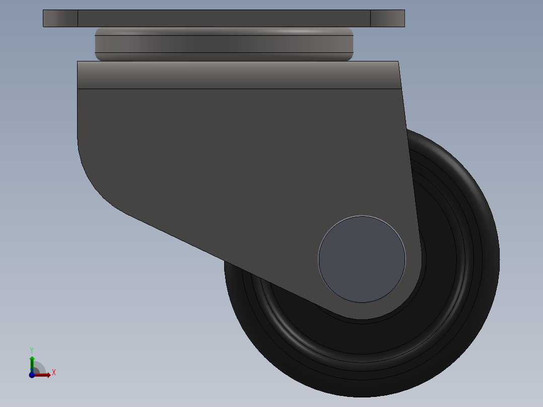 32mm尼龙软式转轮蓖麻轮手推车家具单轮矩形顶部盘360度旋转前视图