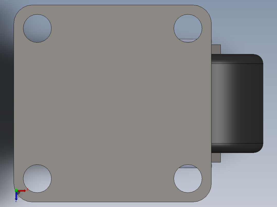 32mm尼龙软式转轮蓖麻轮手推车家具单轮矩形顶部盘360度旋转俯视图
