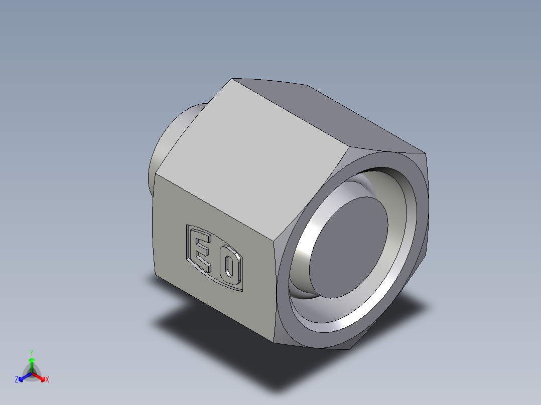 卡套式工业通用硬管接头EO_Blanking_plug_with_nut_for_cones_VKAM10LCF正等轴测图