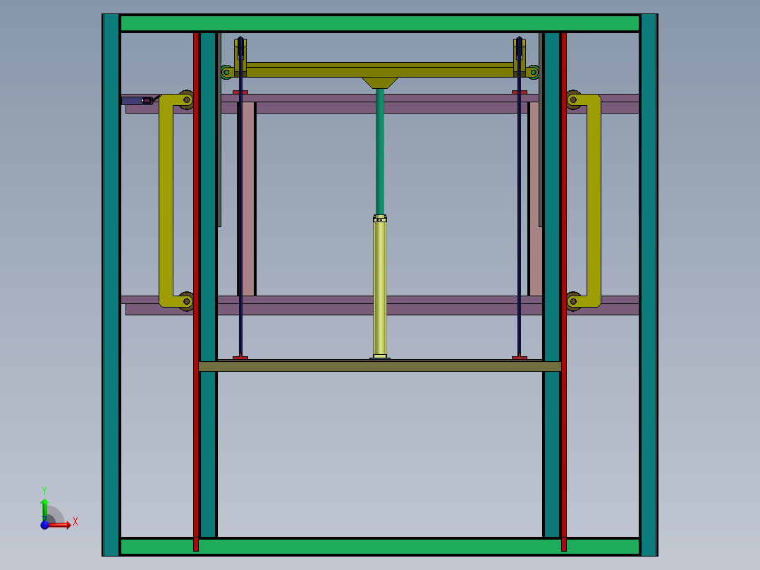 立体车库升降车库(2车位)三维SW模型前视图