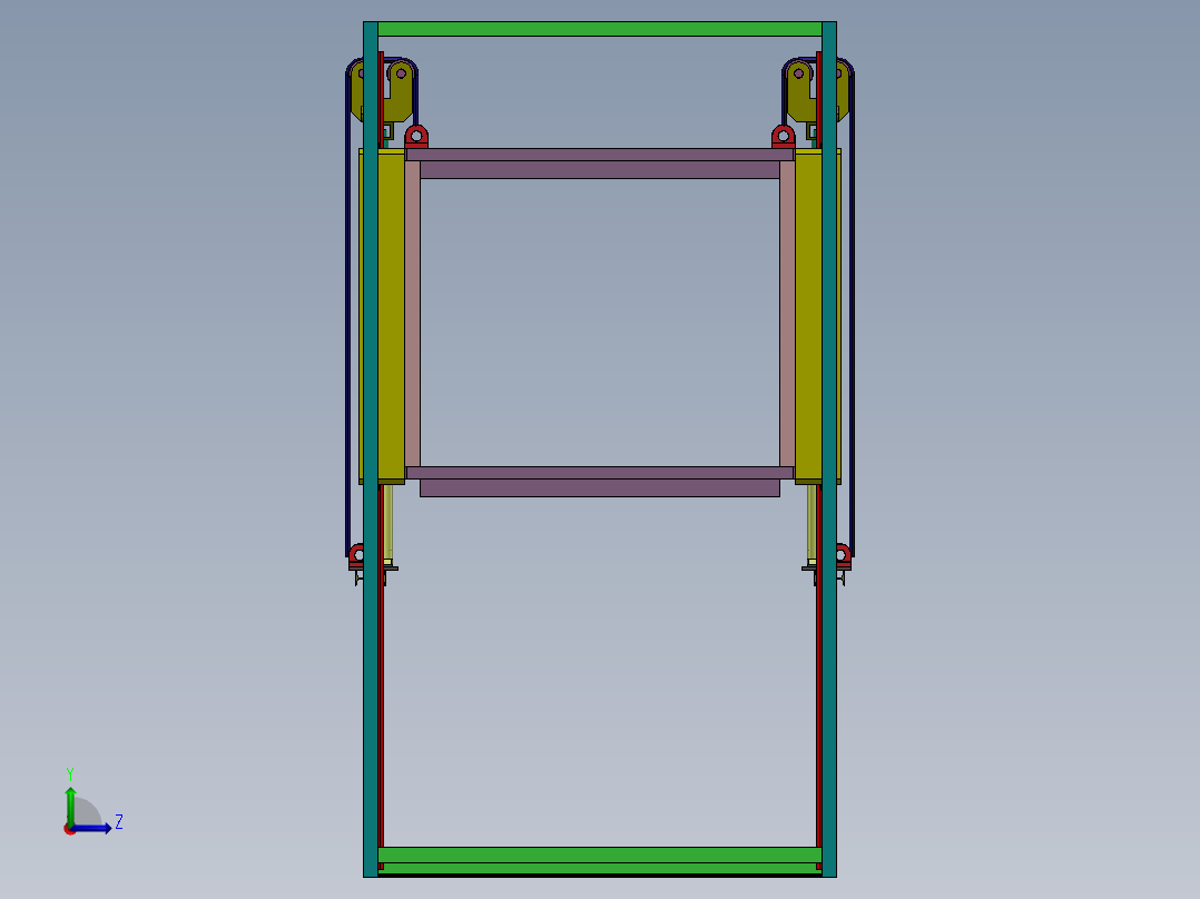 立体车库升降车库(2车位)三维SW模型左视图